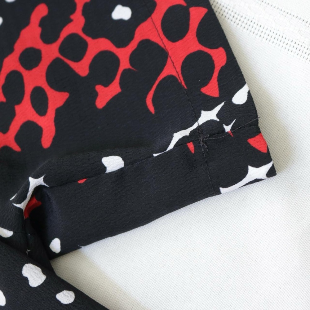 Black, Red And White Patterned Button Down Blouse - image 8